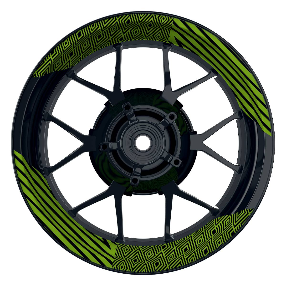 Felgenaufkleber Trouble schwarz Wheelsticker Premium geteilt grün