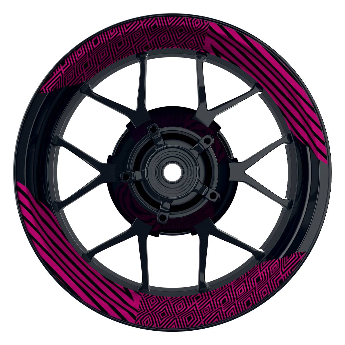 Felgenaufkleber Trouble schwarz Wheelsticker Premium geteilt pink