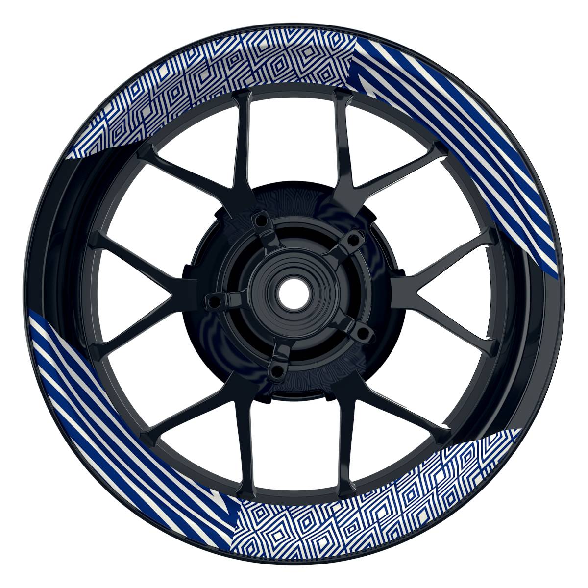 Felgenaufkleber Trouble weiss Wheelsticker Premium geteilt blau