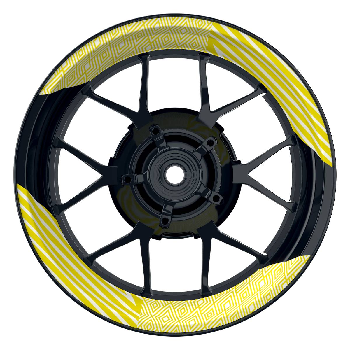 Felgenaufkleber Trouble weiss Wheelsticker Premium geteilt gelb