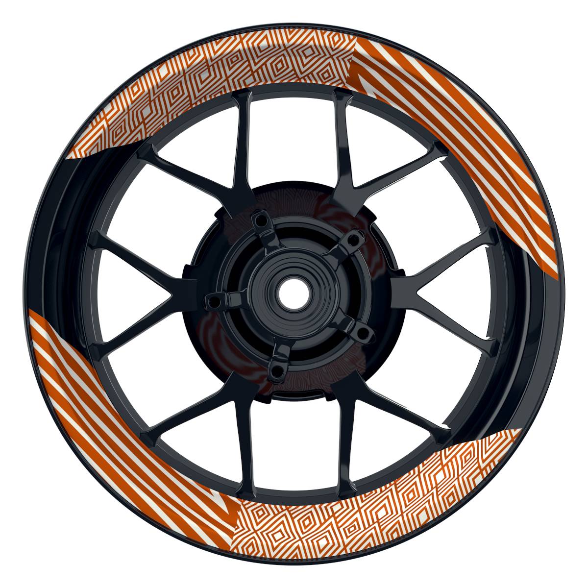Felgenaufkleber Trouble weiss Wheelsticker Premium geteilt orange