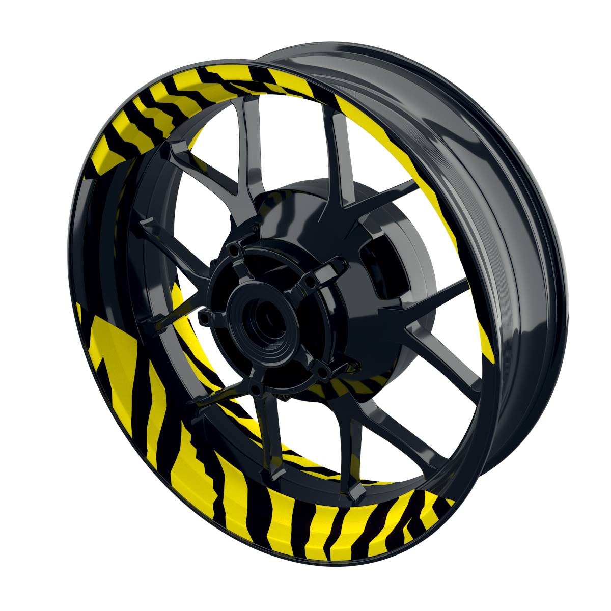 Felgenaufkleber ZEBRA schwarz Wheelsticker Premium geteilt gelb
