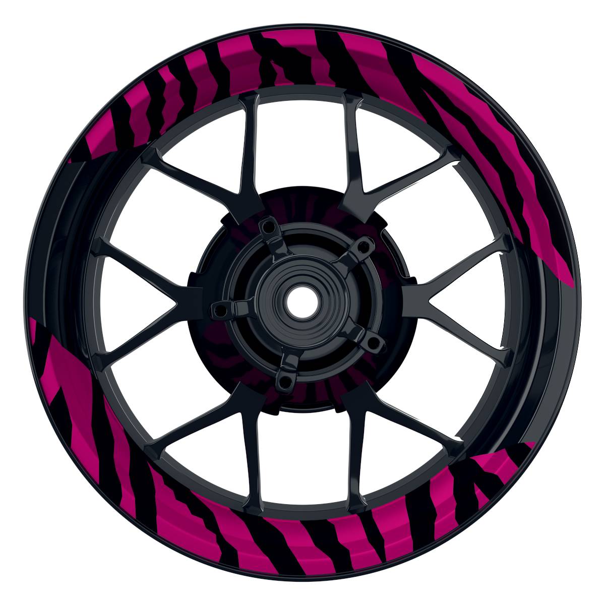 Felgenaufkleber ZEBRA schwarz Wheelsticker Premium geteilt pink