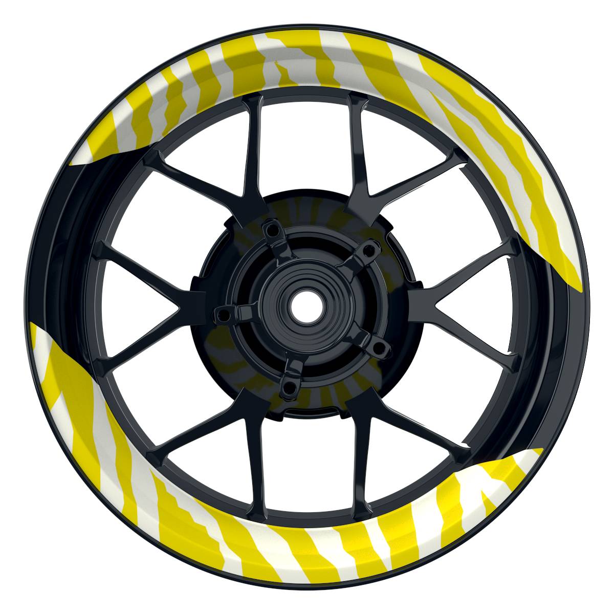 Felgenaufkleber ZEBRA weiss Wheelsticker Premium geteilt gelb
