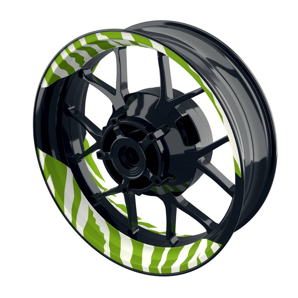 Felgenaufkleber ZEBRA weiss Wheelsticker Premium geteilt grün