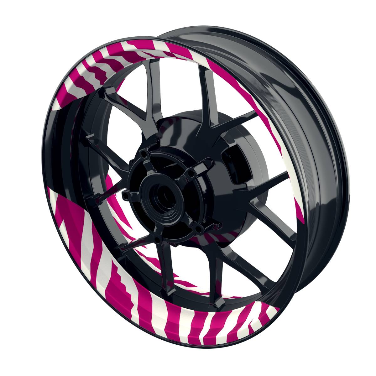 Felgenaufkleber ZEBRA weiss Wheelsticker Premium geteilt pink