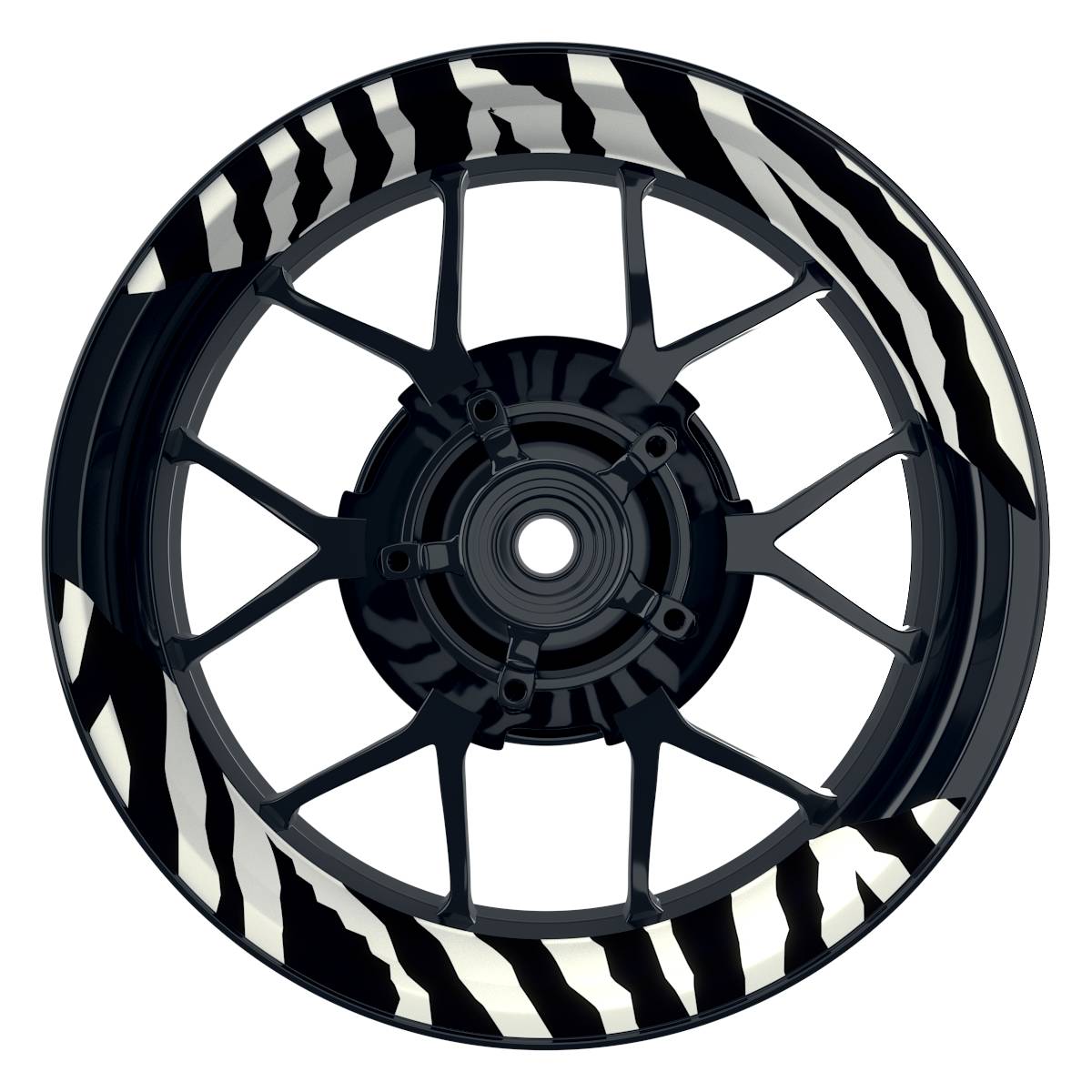 Felgenaufkleber ZEBRA weiss Wheelsticker Premium geteilt schwarz