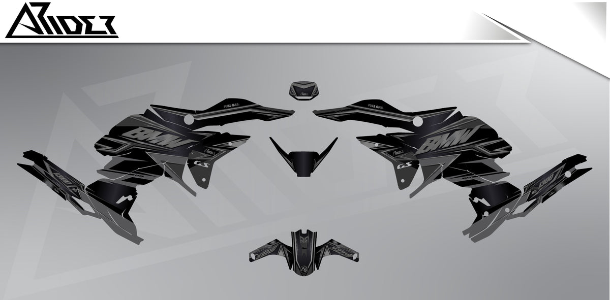 Dekor passend für BMW R 1300 GS - Hunt Edition, Farbe Schwarz, Übersicht Dekorsatz