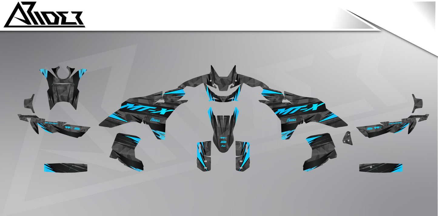Dekor passend für CFMOTO 800 MT-X - Wild Edition, Farbe Blau | Grau, Übersicht Dekorsatz