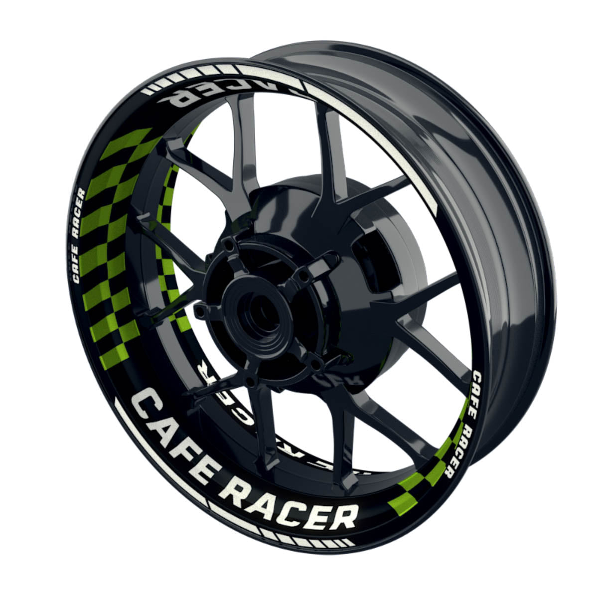 Felgenaufkleber Cafe Racer Premium Design Grid B grün