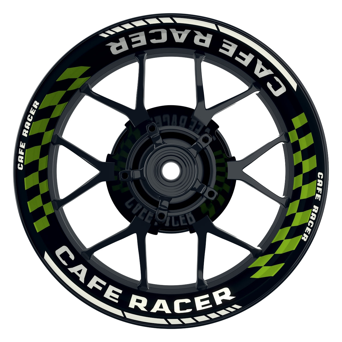 Felgenaufkleber Cafe Racer Premium Design Grid B grün