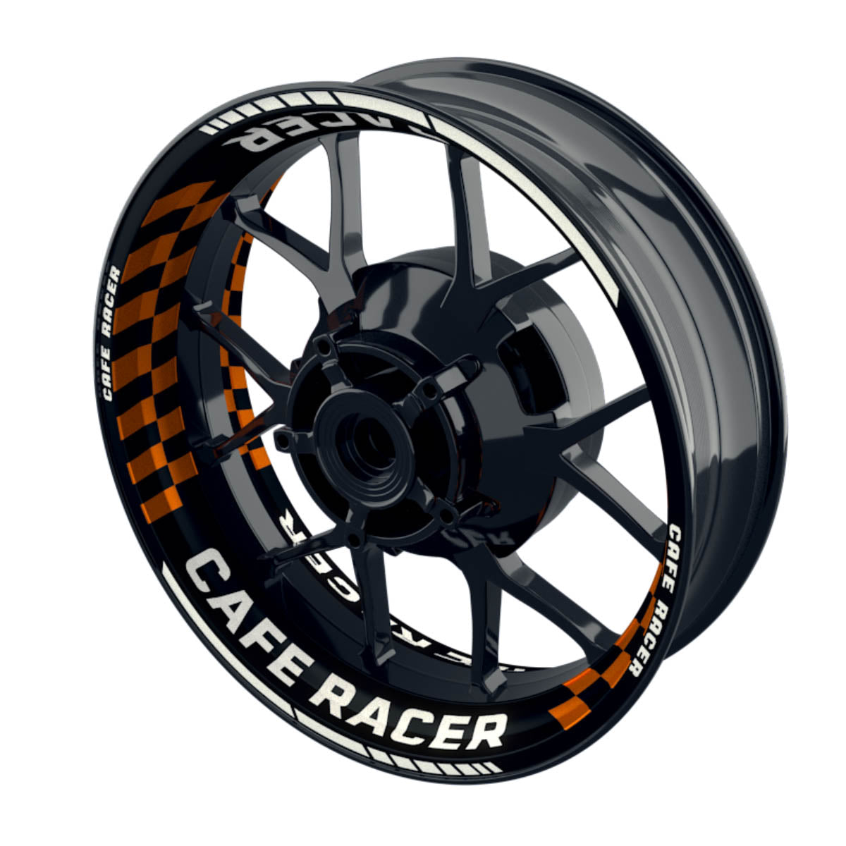 Felgenaufkleber Cafe Racer Premium Design Grid B orange
