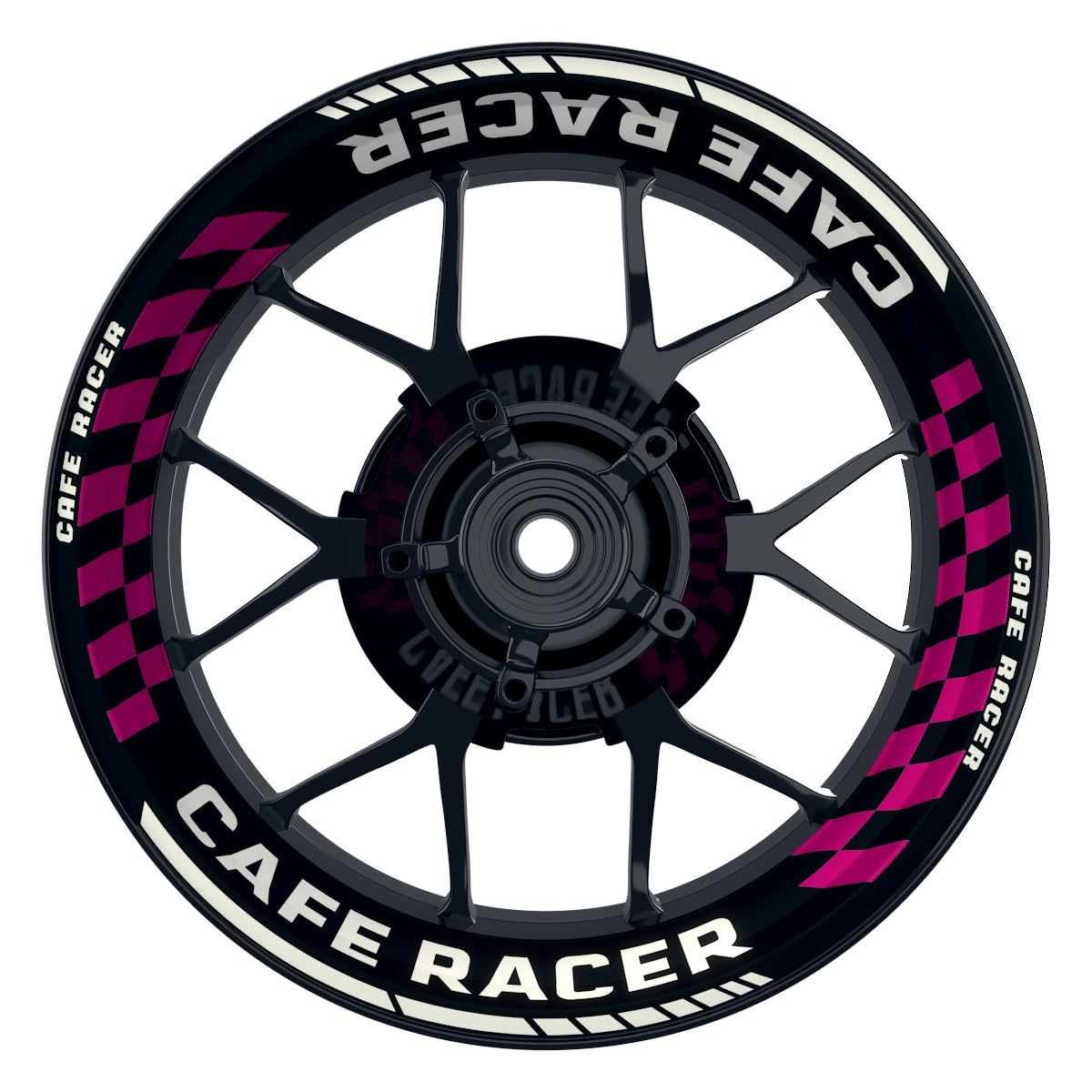 Felgenaufkleber Cafe Racer Premium Design Grid B pink