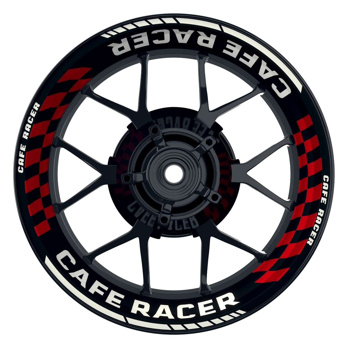 Felgenaufkleber Cafe Racer Premium Design Grid B rot