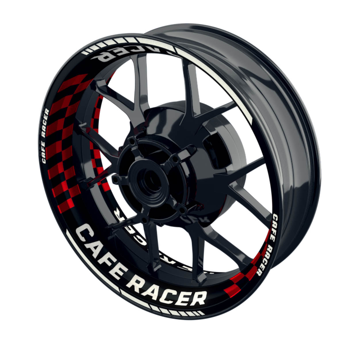 Felgenaufkleber Cafe Racer Premium Design Grid B rot
