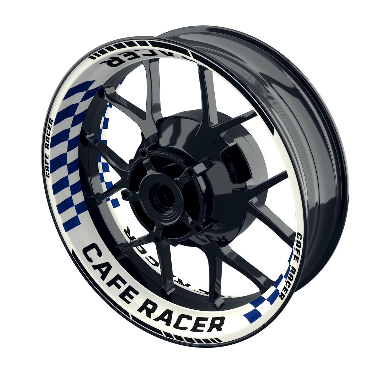 Felgenaufkleber Cafe Racer Premium Design Grid W blau