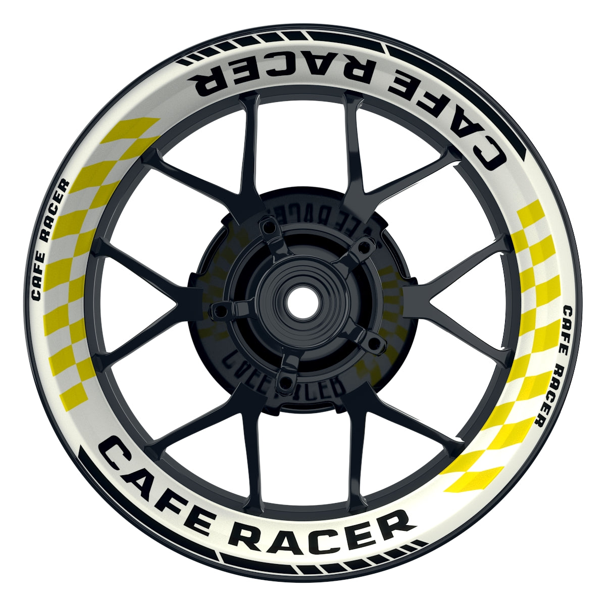Felgenaufkleber Cafe Racer Premium Design Grid W gelb