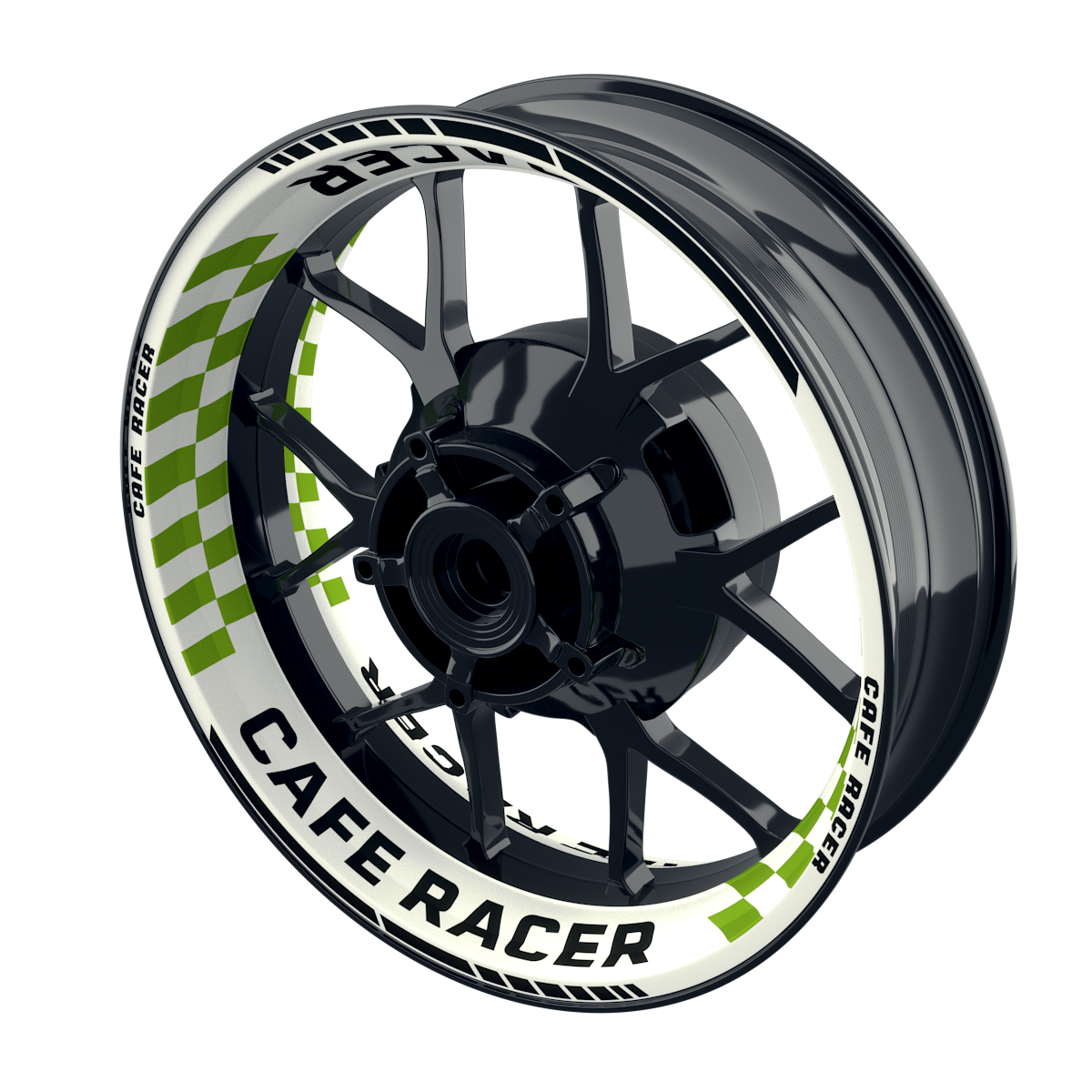 Felgenaufkleber Cafe Racer Premium Design Grid W grün
