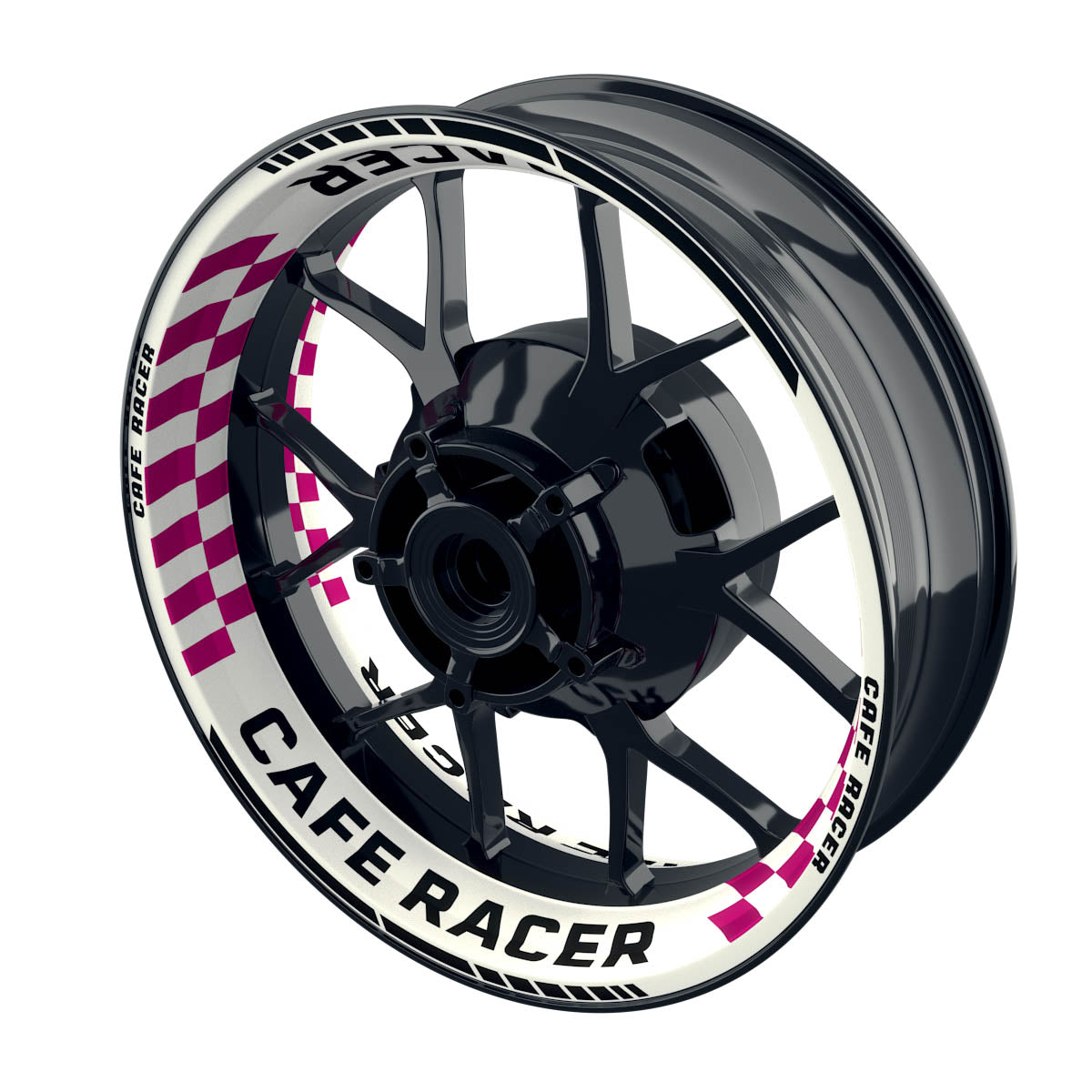 Felgenaufkleber Cafe Racer Premium Design Grid W pink