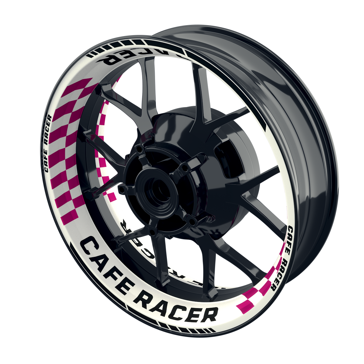 Felgenaufkleber Cafe Racer Premium Design Grid W pink