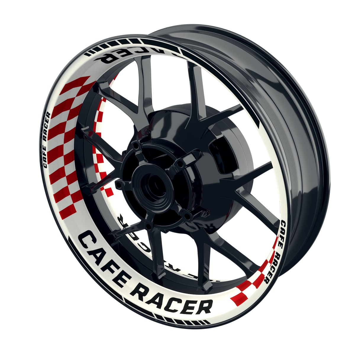 Felgenaufkleber Cafe Racer Premium Design Grid W rot
