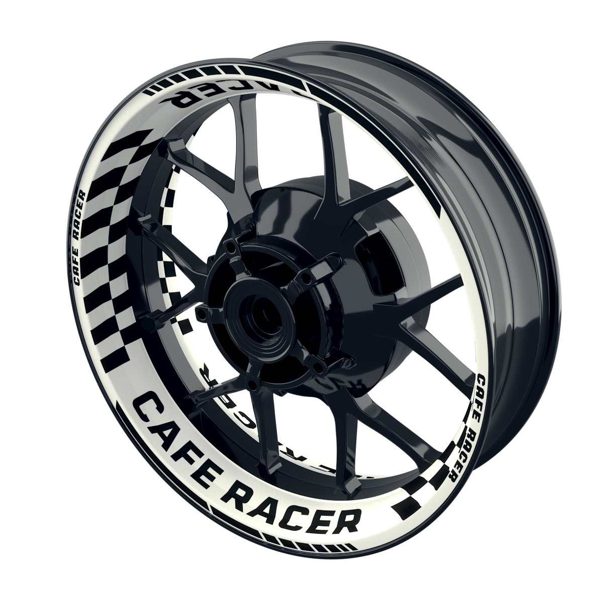 Felgenaufkleber Cafe Racer Premium Design Grid B weiss