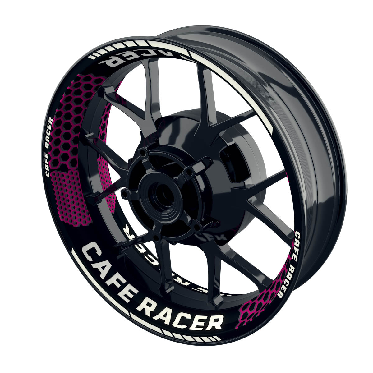 Felgenaufkleber Cafe Racer Premium Design Hexagon B pink