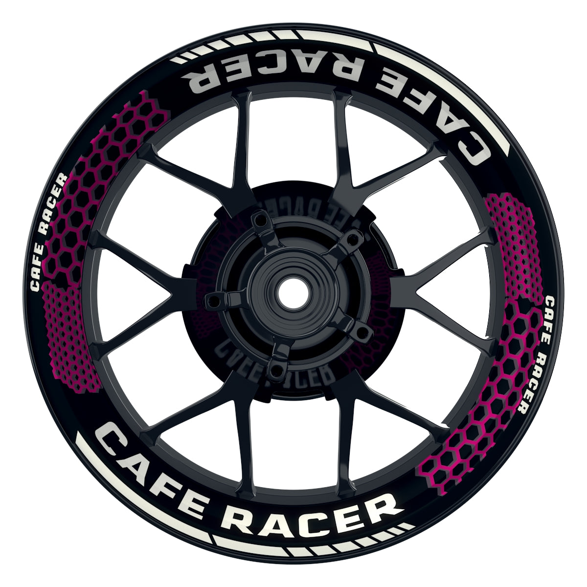 Felgenaufkleber Cafe Racer Premium Design Hexagon B pink