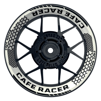 Felgenaufkleber Cafe Racer Premium Design Hexagon W schwarz