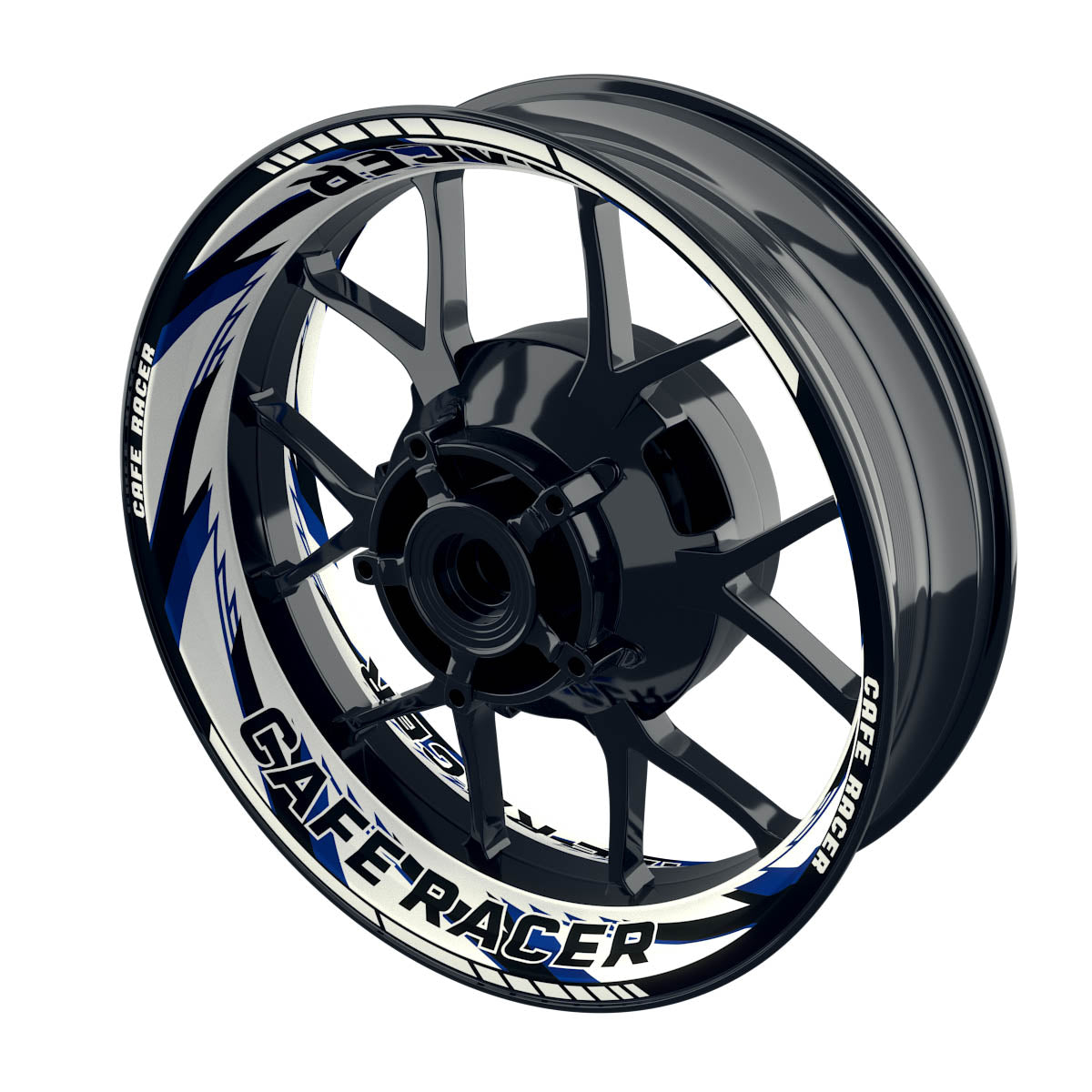 Felgenaufkleber Cafe Racer Premium Design Razor W blau