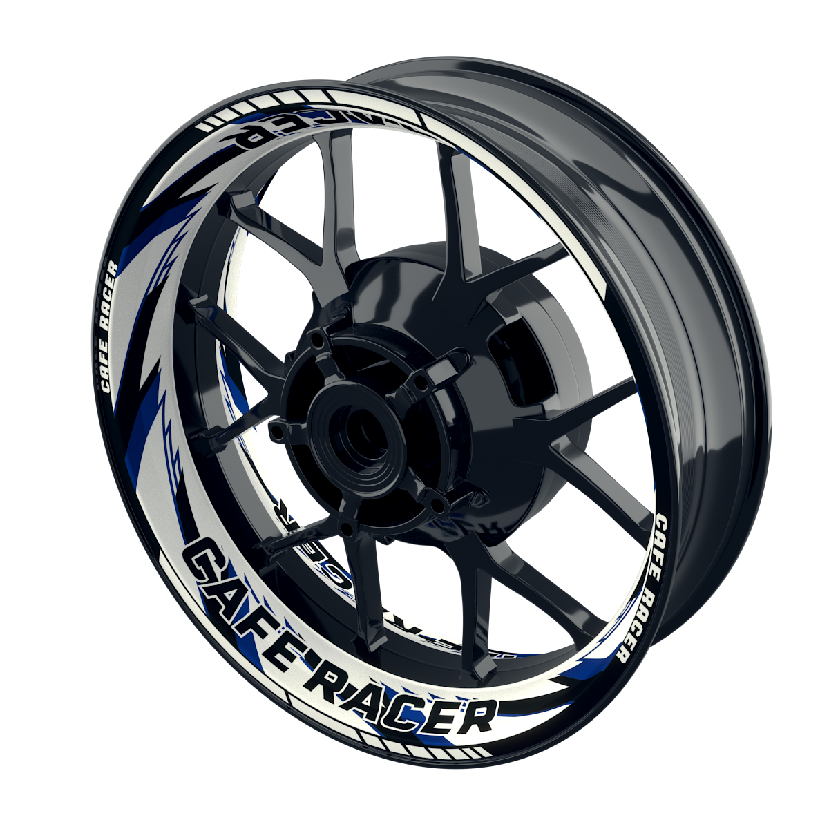 Felgenaufkleber Cafe Racer Premium Design Razor W blau