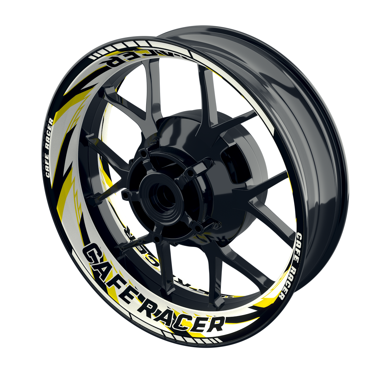 Felgenaufkleber Cafe Racer Premium Design Razor W gelb