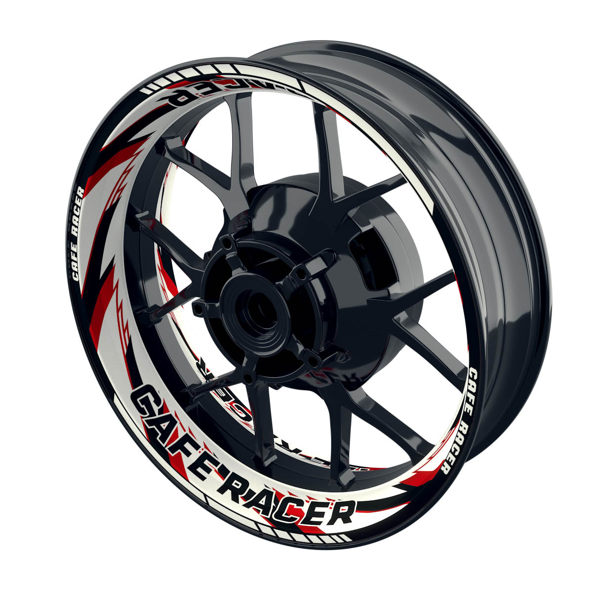 Felgenaufkleber Cafe Racer Premium Design Razor W rot