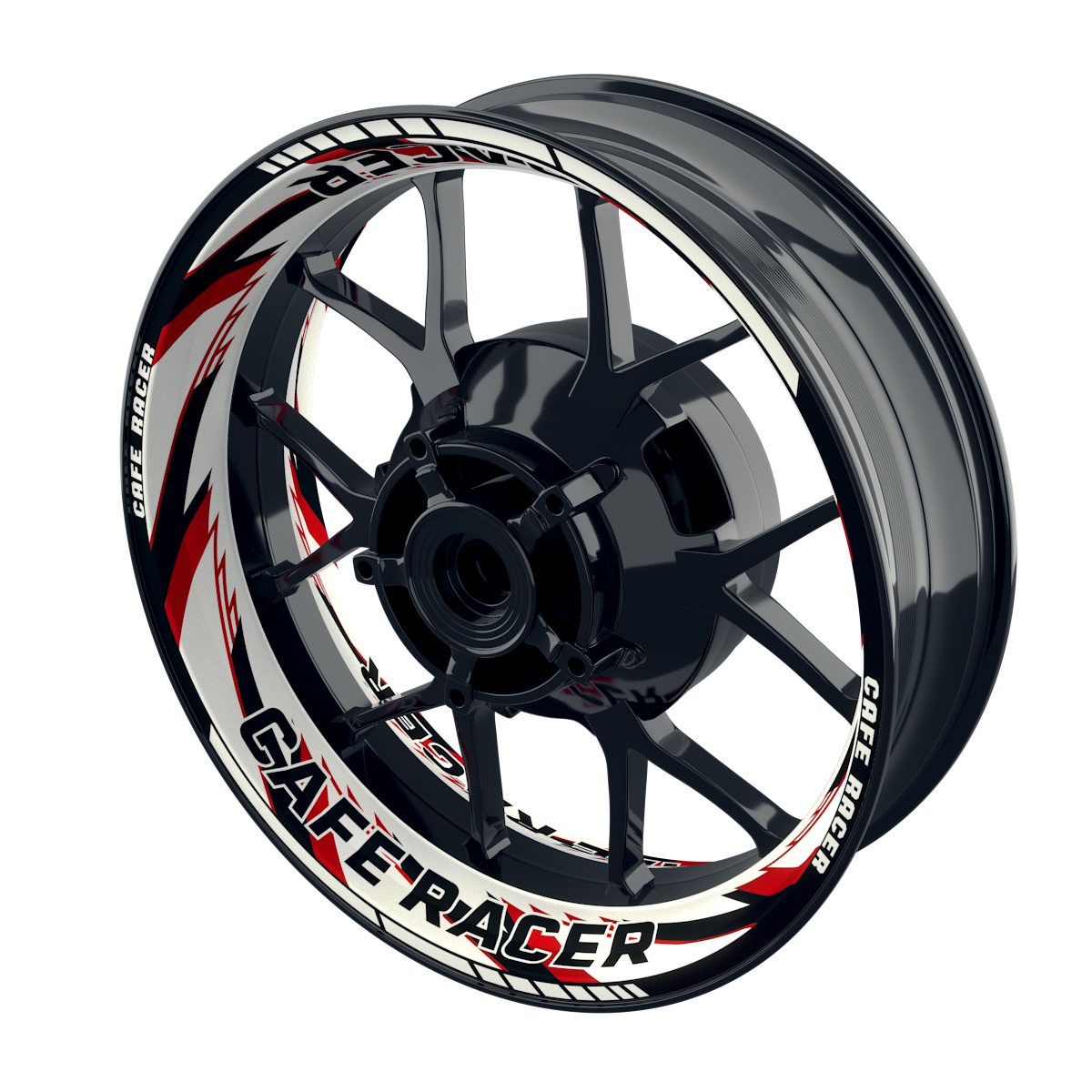 Felgenaufkleber Cafe Racer Premium Design Razor W rot