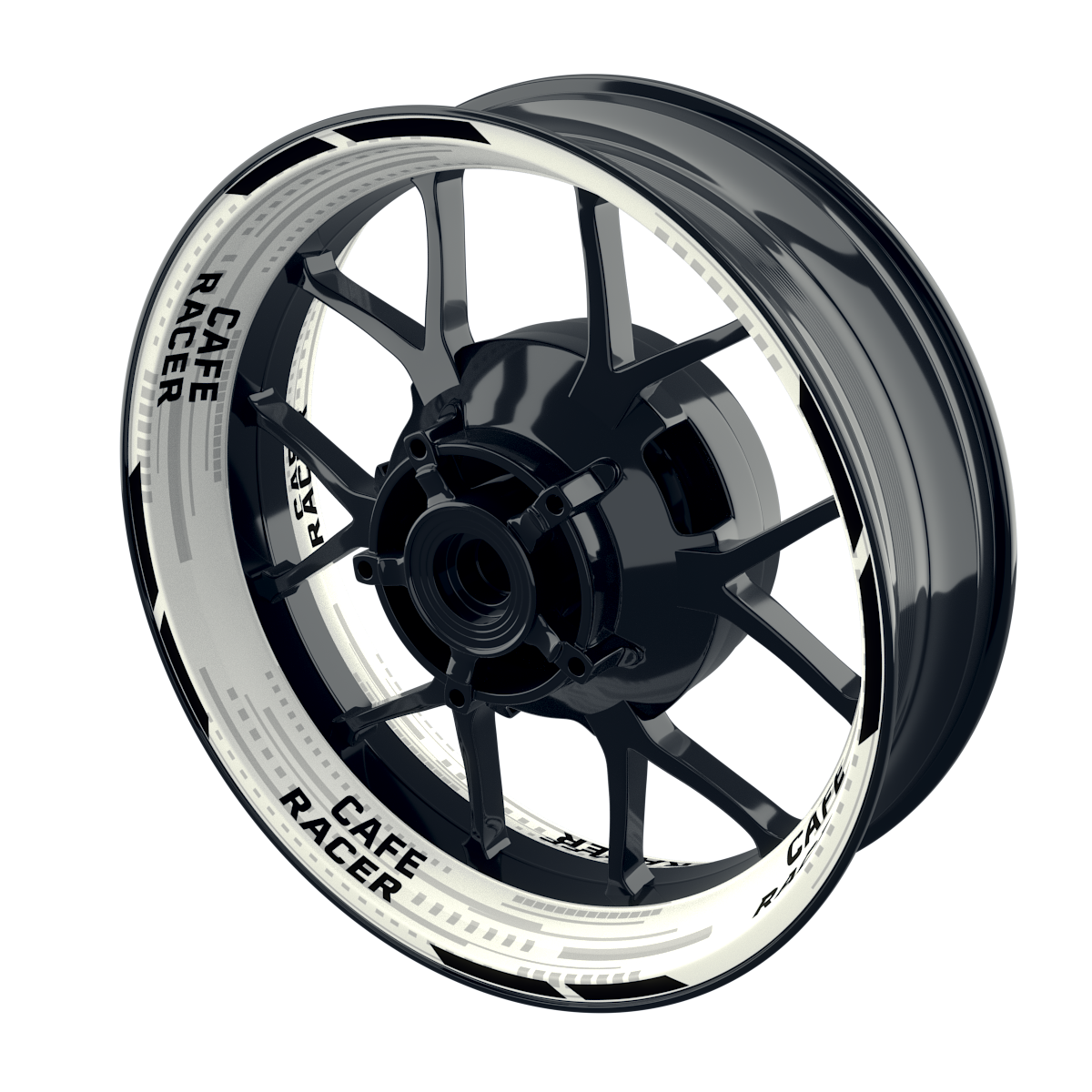 Felgenaufkleber Cafe Racer V2 Premium weiss