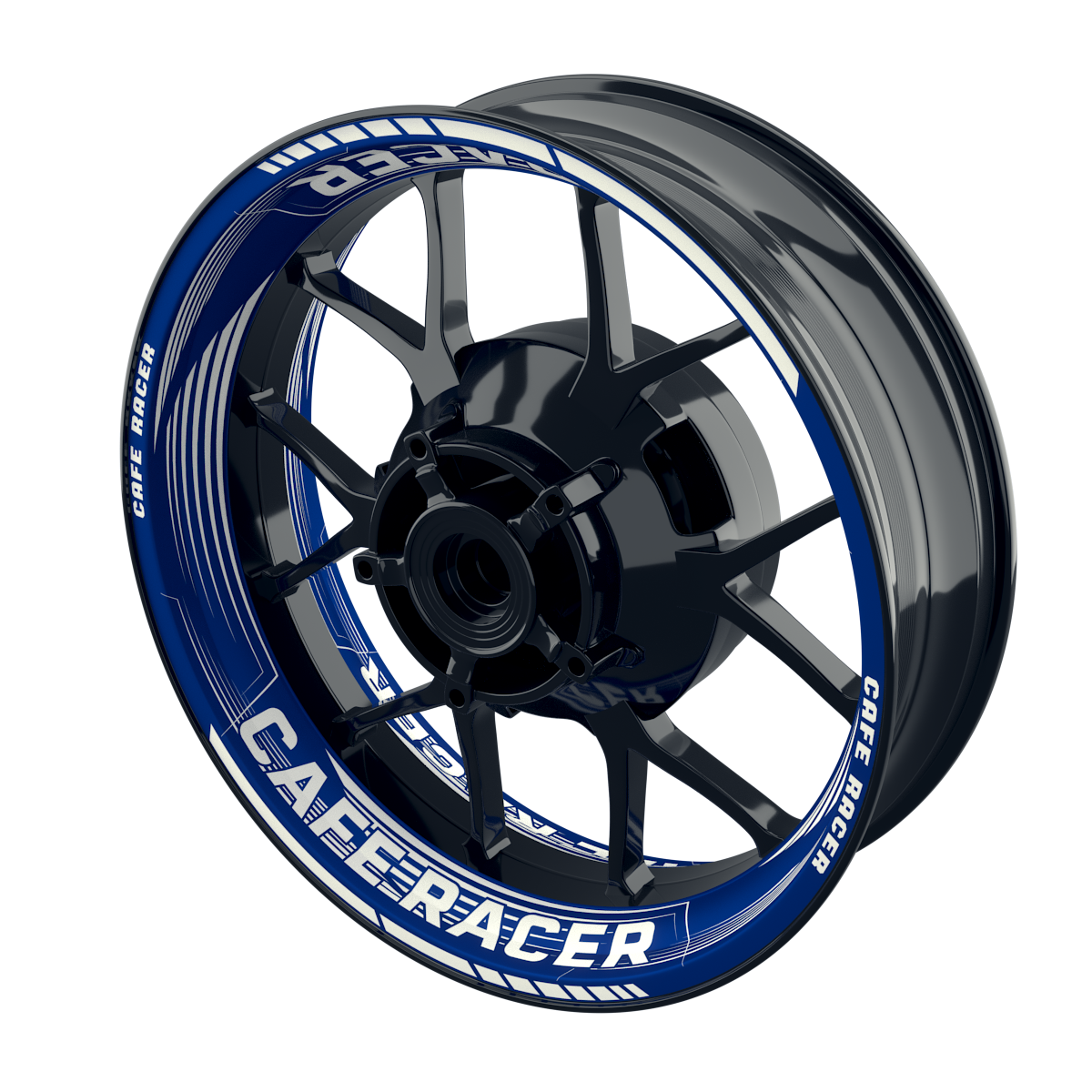Felgenaufkleber Cafe racer Premium Design Saw B blau