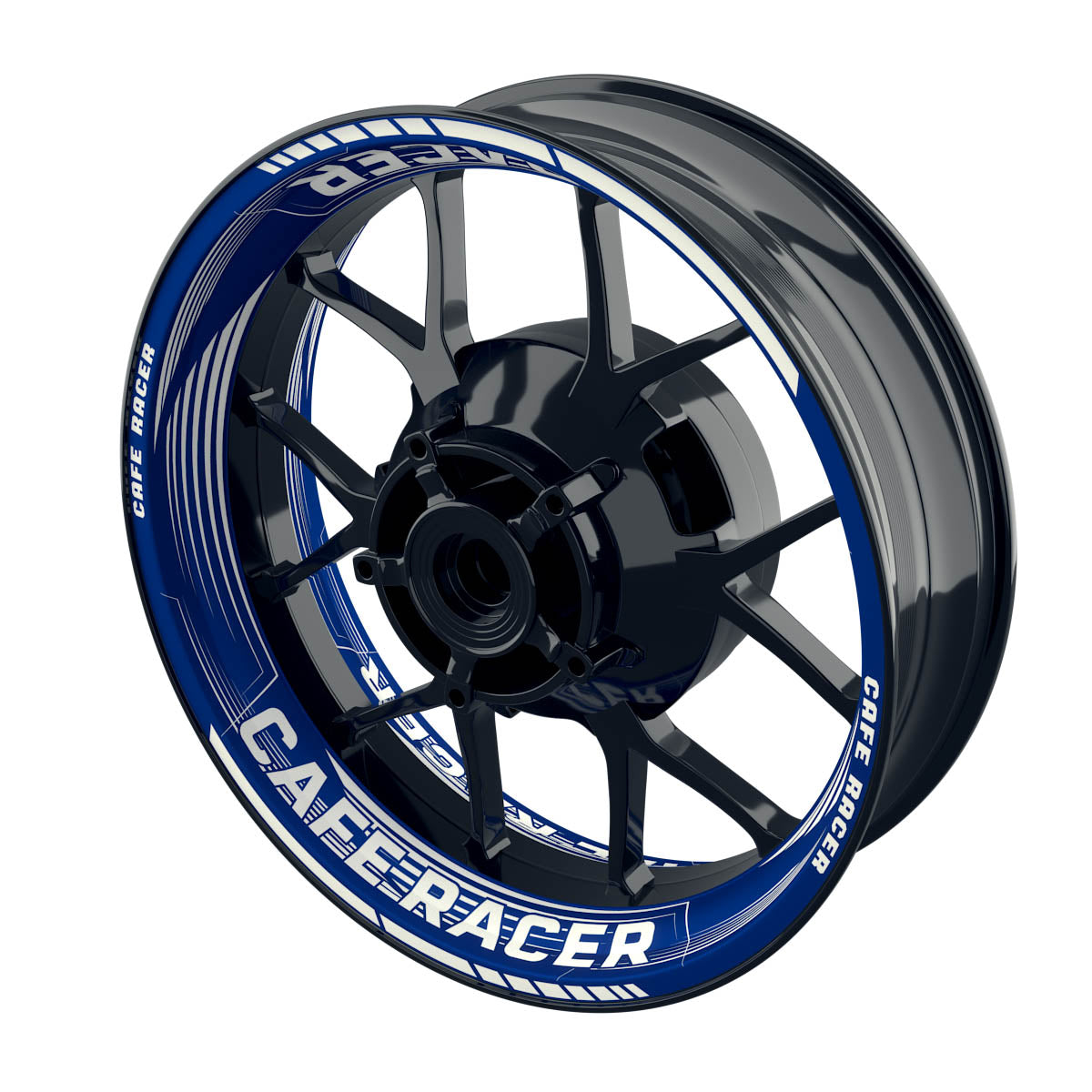 Felgenaufkleber Cafe racer Premium Design Saw B blau