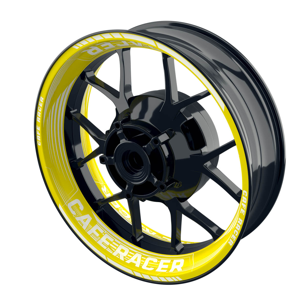 Felgenaufkleber Cafe racer Premium Design Saw B gelb
