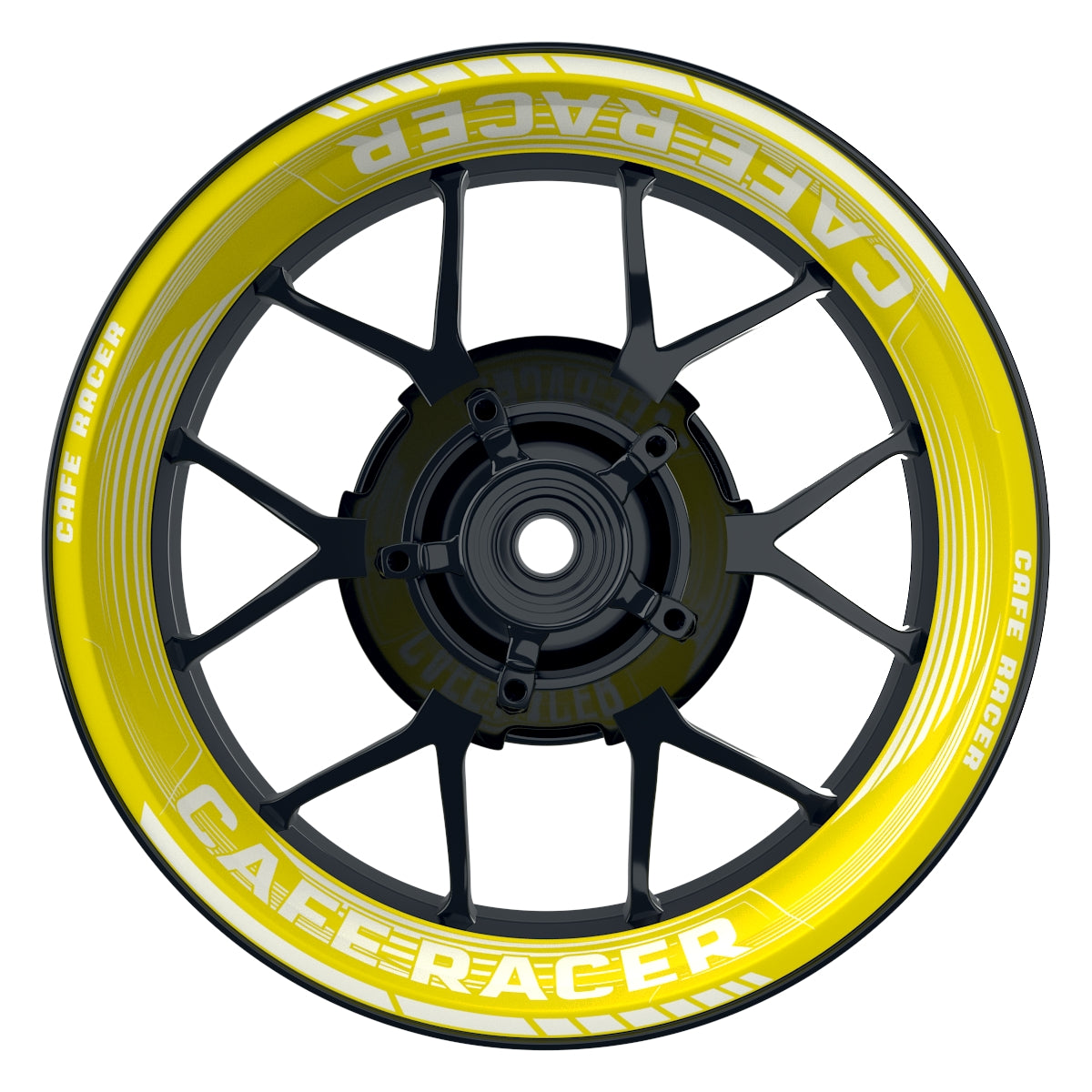 Felgenaufkleber Cafe racer Premium Design Saw B gelb