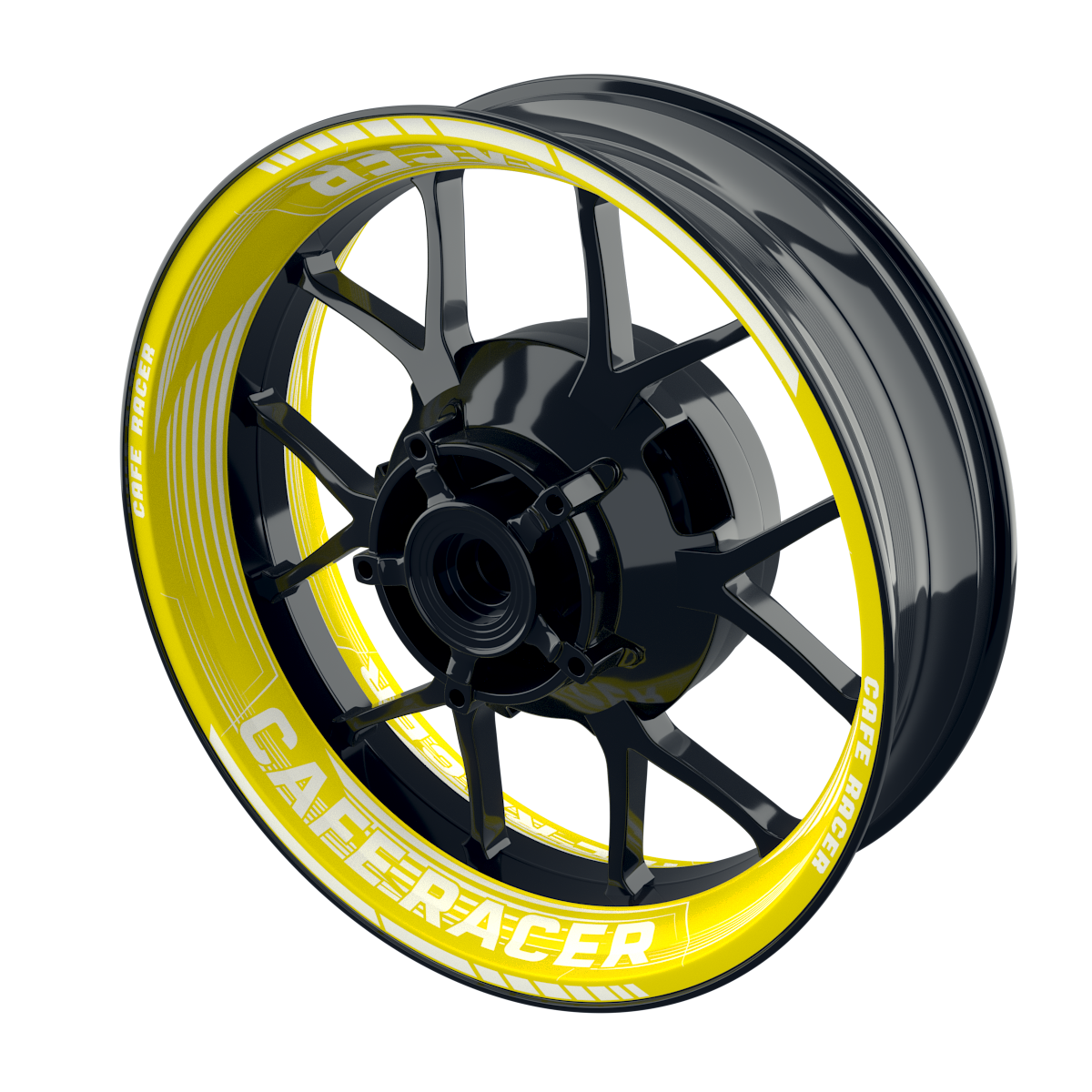 Felgenaufkleber Cafe racer Premium Design Saw B gelb