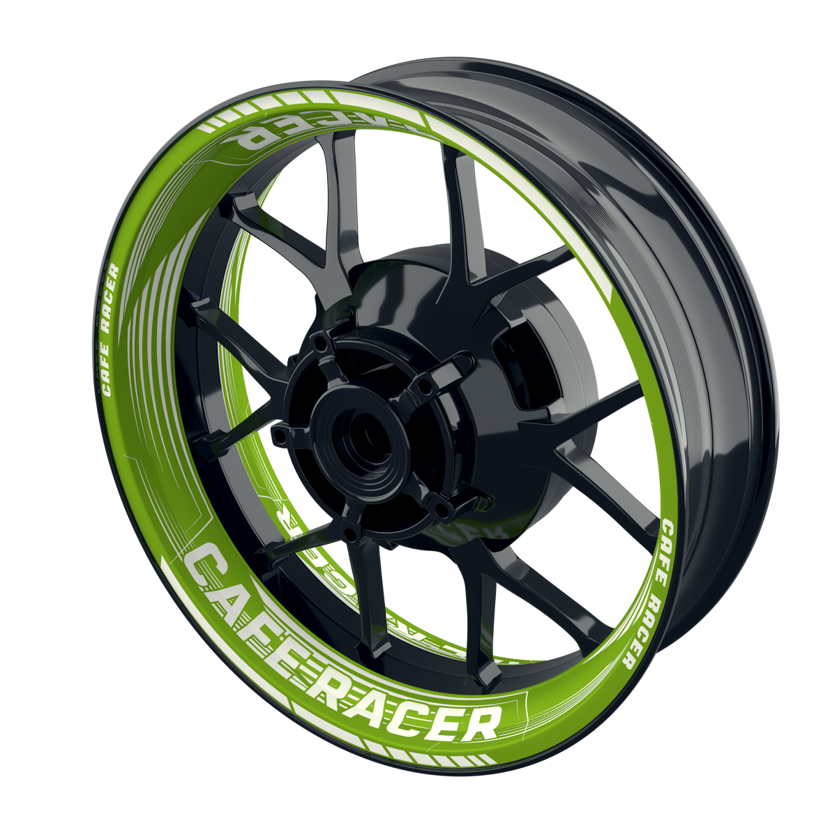 Felgenaufkleber Cafe racer Premium Design Saw B grün
