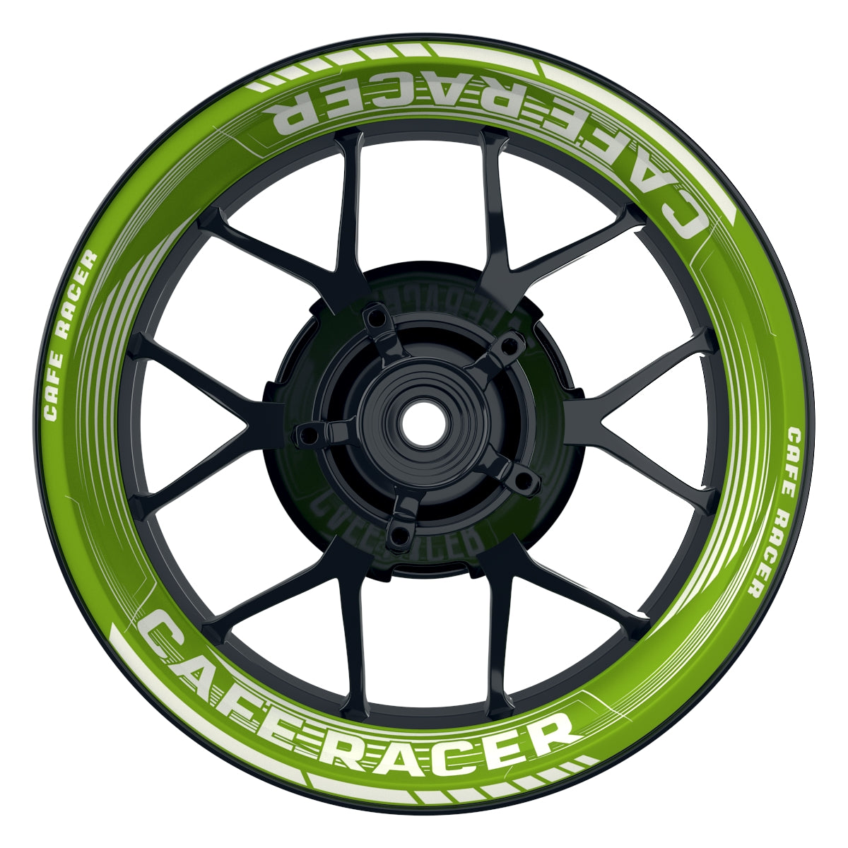 Felgenaufkleber Cafe racer Premium Design Saw B grün