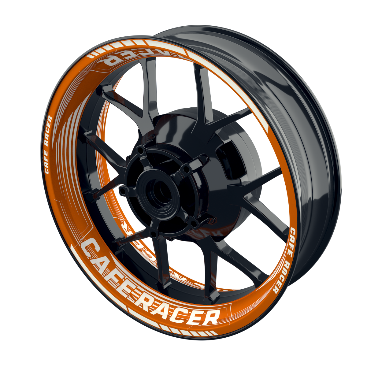Felgenaufkleber Cafe racer Premium Design Saw B orange