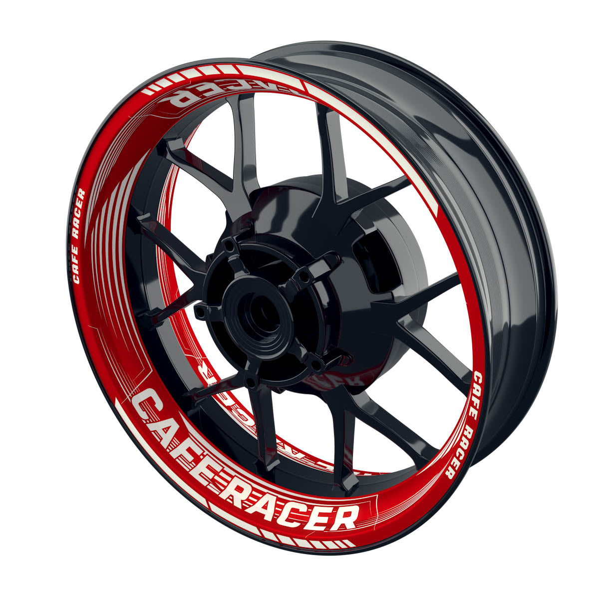 Felgenaufkleber Cafe racer Premium Design Saw B rot