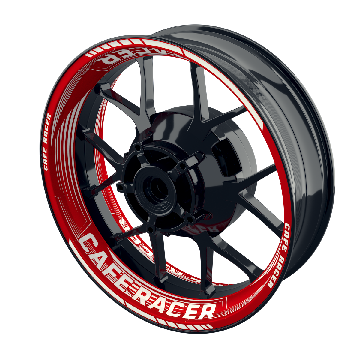Felgenaufkleber Cafe racer Premium Design Saw B rot