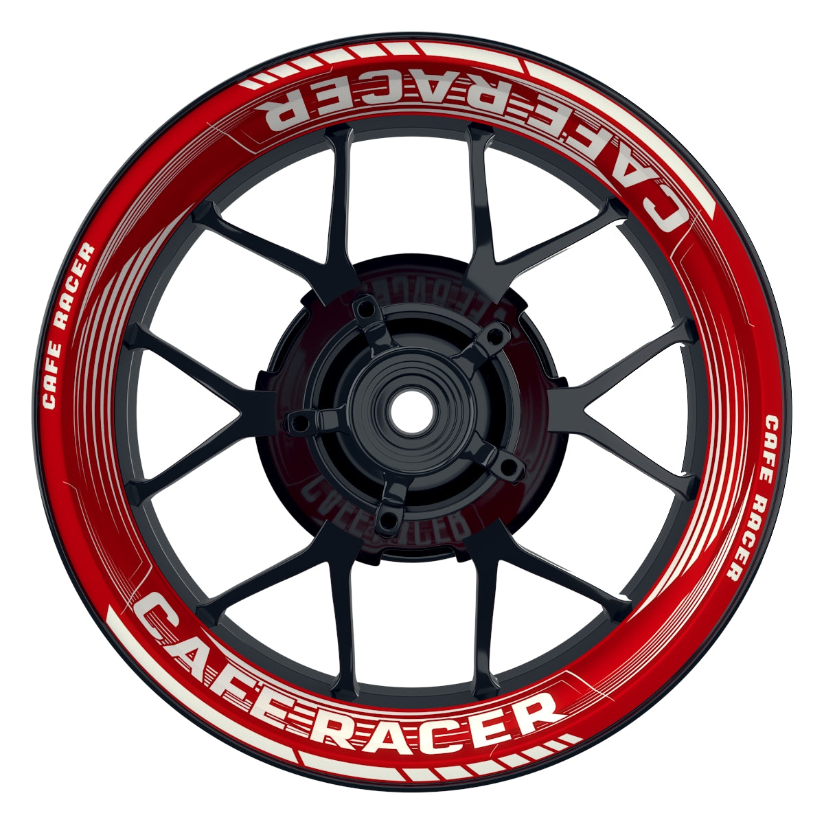 Felgenaufkleber Cafe racer Premium Design Saw B rot