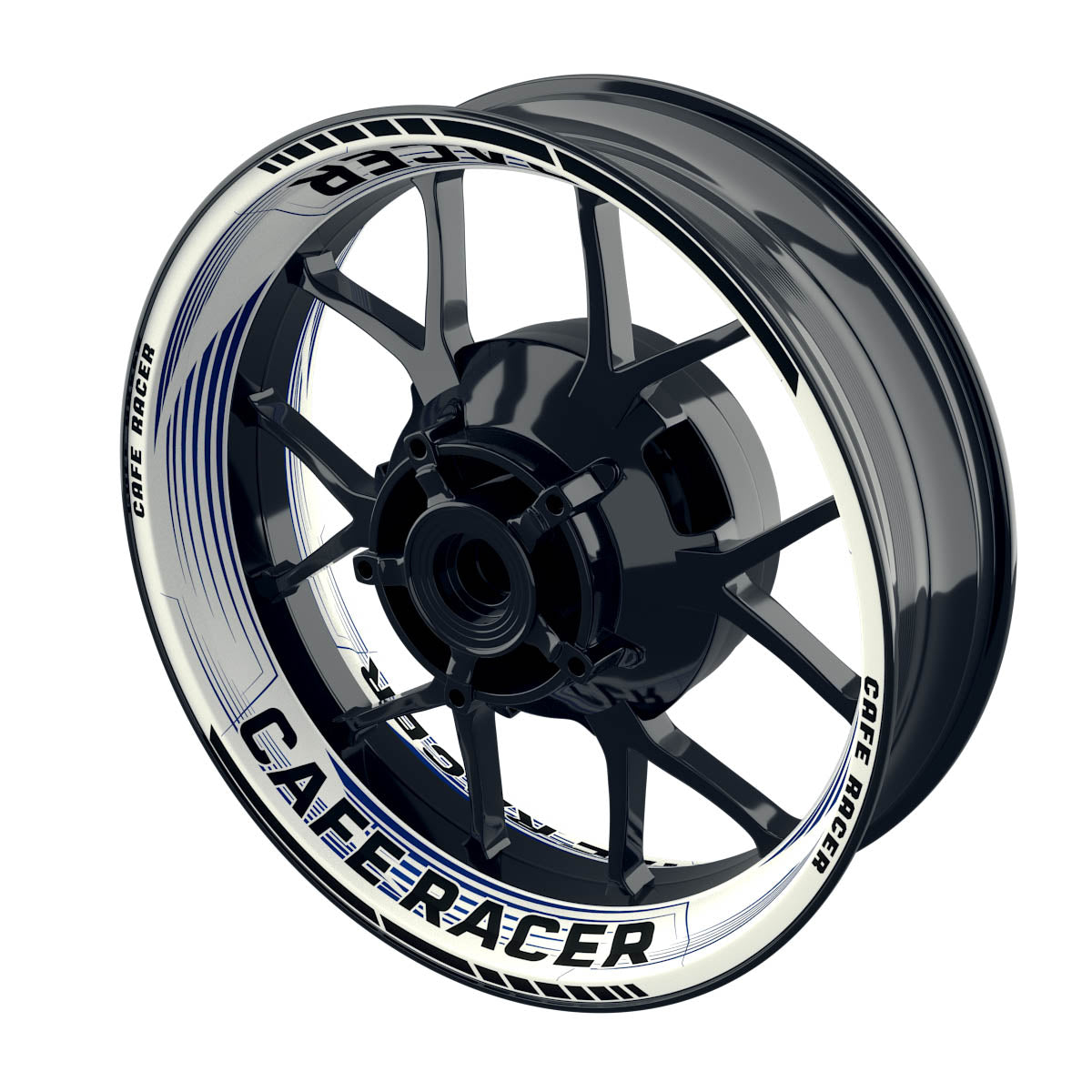 Felgenaufkleber Cafe racer Premium Design Saw W blau