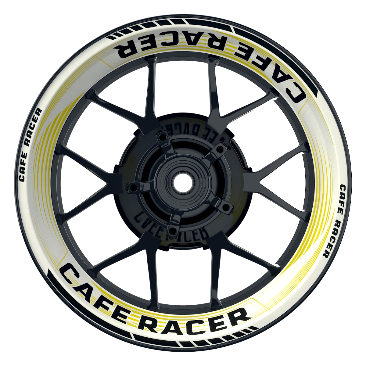 Felgenaufkleber Cafe racer Premium Design Saw W gelb