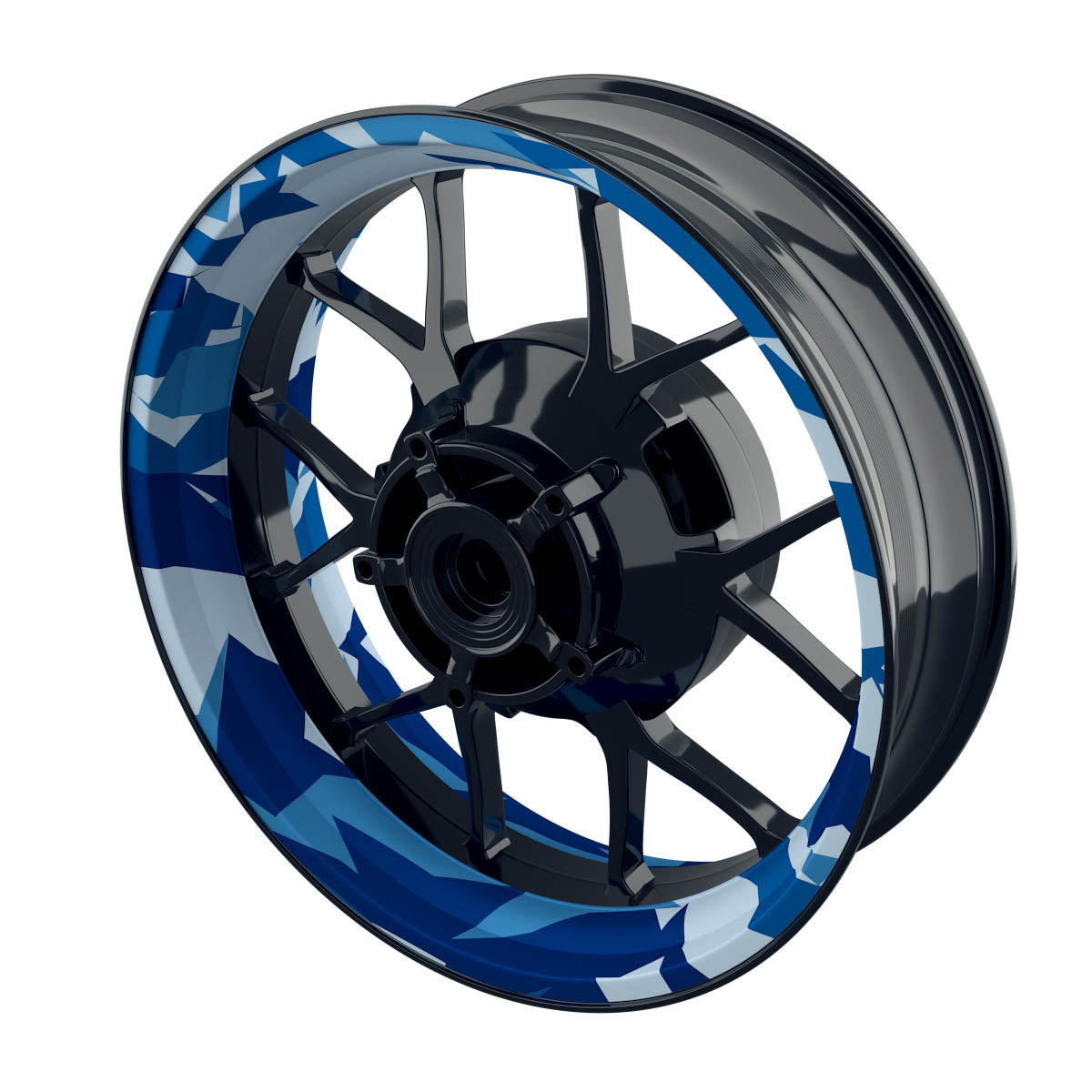 Felgenaufkleber Camouflage Blue eckig clean Premium keine