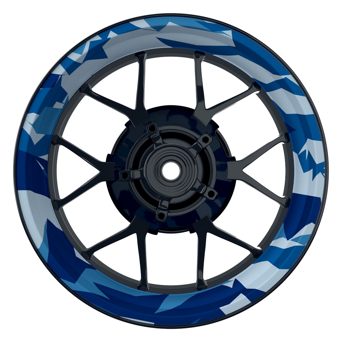 Felgenaufkleber Camouflage Blue eckig clean Premium keine